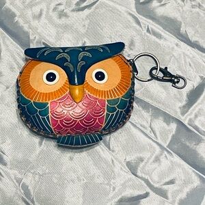 Owl Leather Coin Purse Keychain